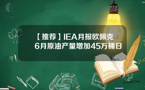 【推荐】IEA月报欧佩克6月原油产量增加45万桶日