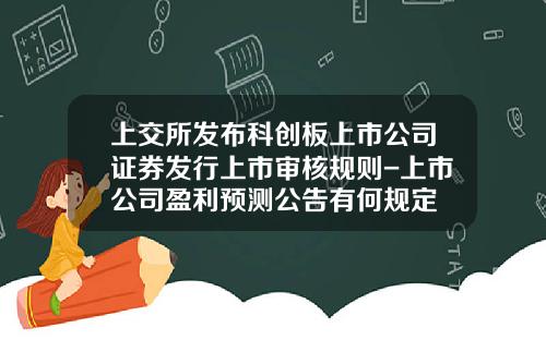 上交所发布科创板上市公司证券发行上市审核规则-上市公司盈利预测公告有何规定