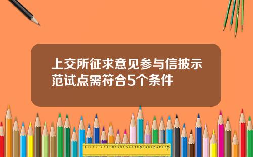 上交所征求意见参与信披示范试点需符合5个条件