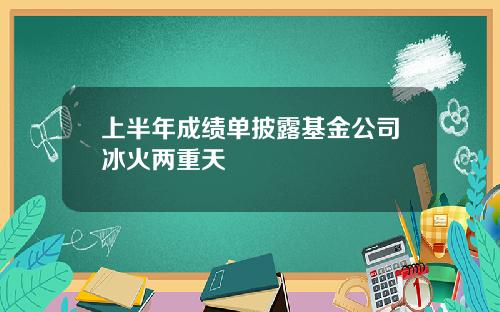 上半年成绩单披露基金公司冰火两重天