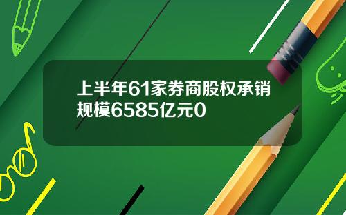 上半年61家券商股权承销规模6585亿元0