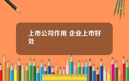 上市公司作用 企业上市好处