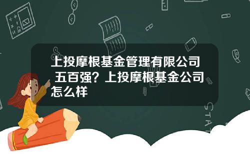 上投摩根基金管理有限公司 五百强？上投摩根基金公司怎么样