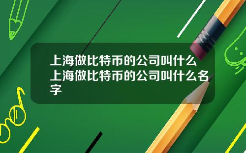 上海做比特币的公司叫什么上海做比特币的公司叫什么名字