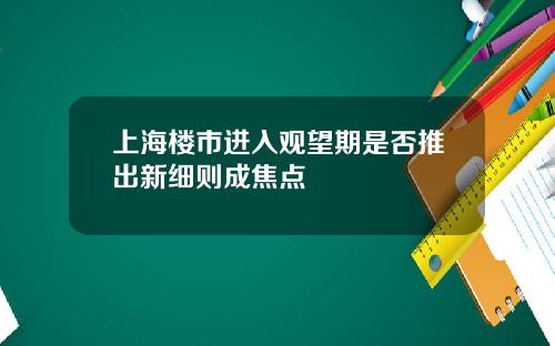 上海楼市进入观望期是否推出新细则成焦点