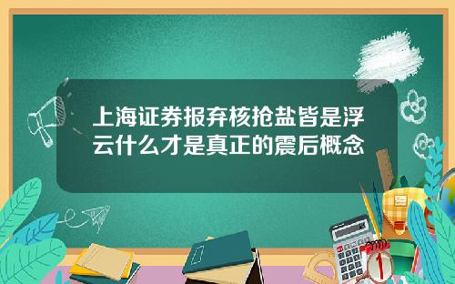 上海证券报弃核抢盐皆是浮云什么才是真正的震后概念