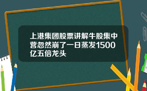 上港集团股票讲解牛股集中营忽然崩了一日蒸发1500亿五倍龙头