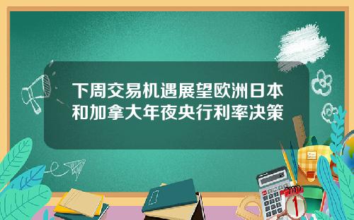 下周交易机遇展望欧洲日本和加拿大年夜央行利率决策