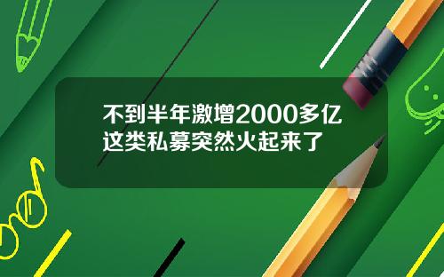 不到半年激增2000多亿这类私募突然火起来了