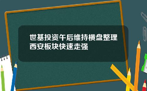 世基投资午后维持横盘整理西安板块快速走强