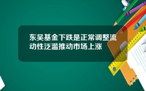 东吴基金下跌是正常调整流动性泛滥推动市场上涨