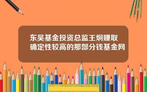 东吴基金投资总监王炯赚取确定性较高的那部分钱基金网