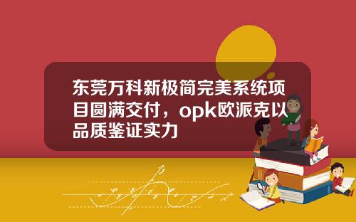 东莞万科新极简完美系统项目圆满交付，opk欧派克以品质鉴证实力