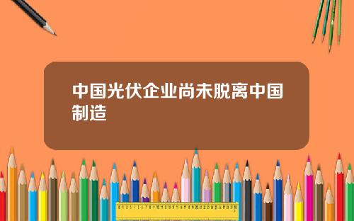 中国光伏企业尚未脱离中国制造