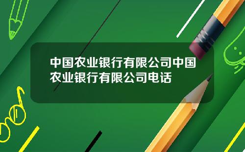 中国农业银行有限公司中国农业银行有限公司电话