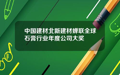 中国建材北新建材蝉联全球石膏行业年度公司大奖