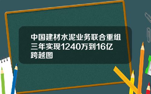 中国建材水泥业务联合重组三年实现1240万到16亿跨越图