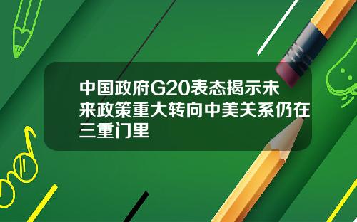 中国政府G20表态揭示未来政策重大转向中美关系仍在三重门里