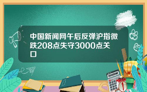 中国新闻网午后反弹沪指微跌208点失守3000点关口