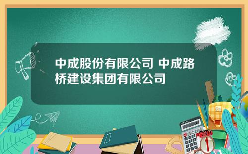 中成股份有限公司 中成路桥建设集团有限公司