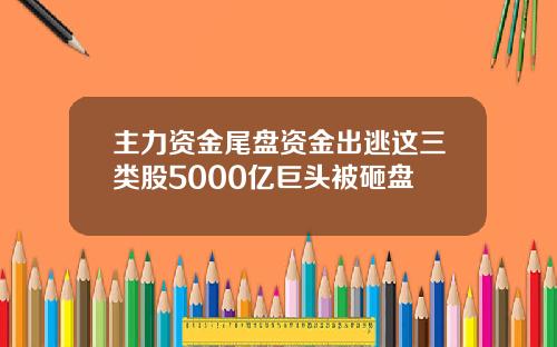 主力资金尾盘资金出逃这三类股5000亿巨头被砸盘