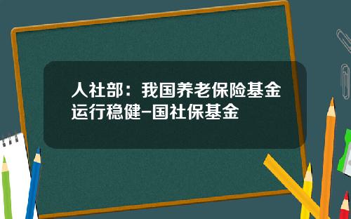 人社部：我国养老保险基金运行稳健-国社保基金