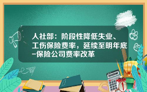 人社部：阶段性降低失业、工伤保险费率，延续至明年底-保险公司费率改革