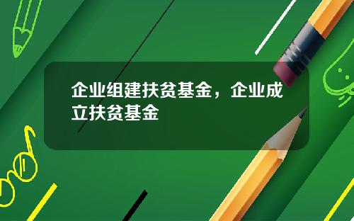 企业组建扶贫基金，企业成立扶贫基金