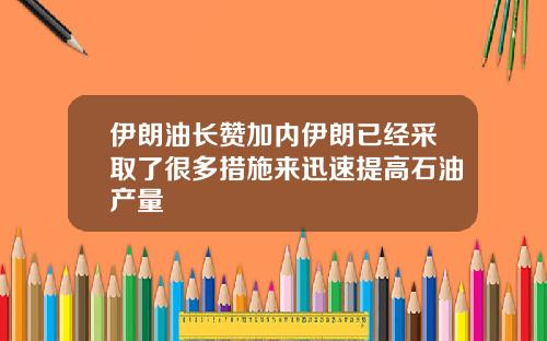 伊朗油长赞加内伊朗已经采取了很多措施来迅速提高石油产量