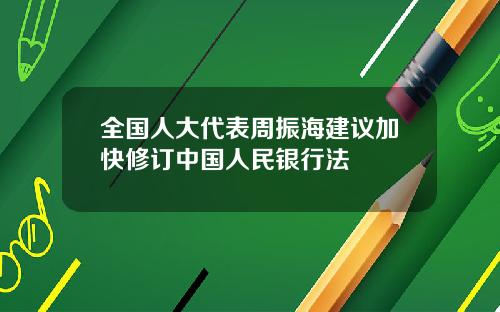 全国人大代表周振海建议加快修订中国人民银行法