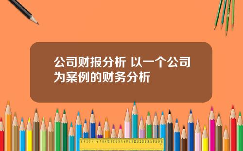 公司财报分析 以一个公司为案例的财务分析