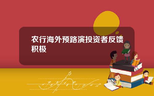 农行海外预路演投资者反馈积极