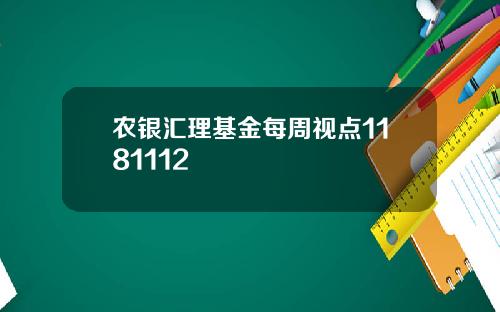 农银汇理基金每周视点1181112