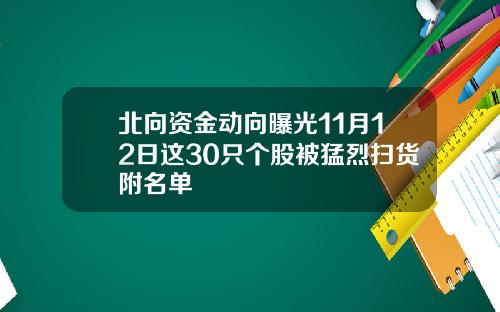 北向资金动向曝光11月12日这30只个股被猛烈扫货附名单