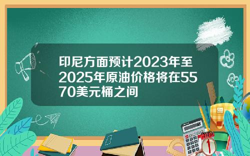 印尼方面预计2023年至2025年原油价格将在5570美元桶之间