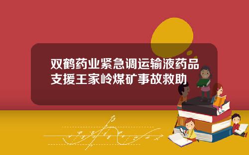 双鹤药业紧急调运输液药品支援王家岭煤矿事故救助