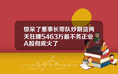 惊呆了董事长带队炒期货两天狂赚5463万最不务正业A股彻底火了