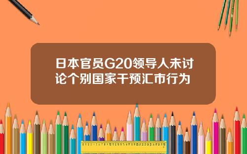 日本官员G20领导人未讨论个别国家干预汇市行为