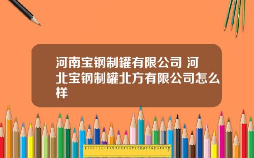 河南宝钢制罐有限公司 河北宝钢制罐北方有限公司怎么样