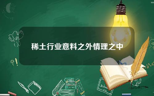 稀土行业意料之外情理之中