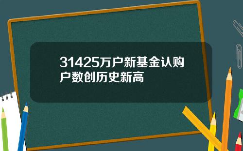 31425万户新基金认购户数创历史新高