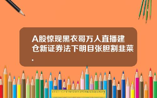 A股惊现黑衣哥万人直播建仓新证券法下明目张胆割韭菜.