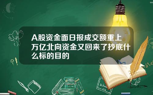 A股资金面日报成交额重上万亿北向资金又回来了抄底什么标的目的