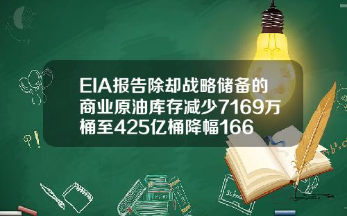 EIA报告除却战略储备的商业原油库存减少7169万桶至425亿桶降幅166