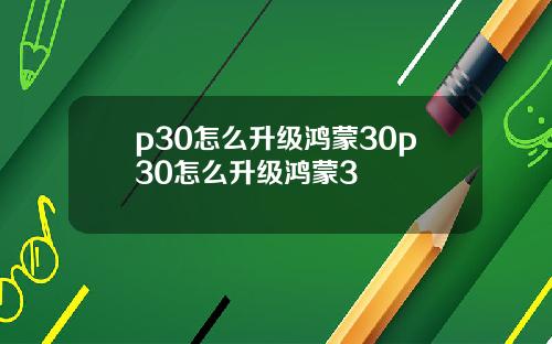 p30怎么升级鸿蒙30p30怎么升级鸿蒙3