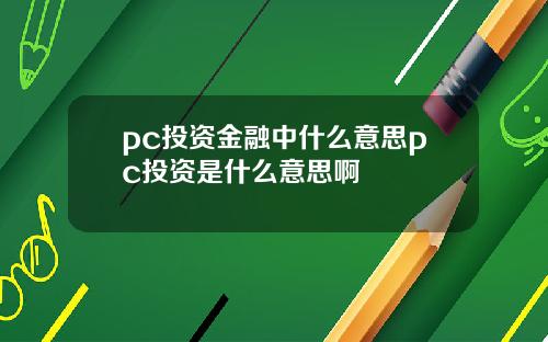 pc投资金融中什么意思pc投资是什么意思啊