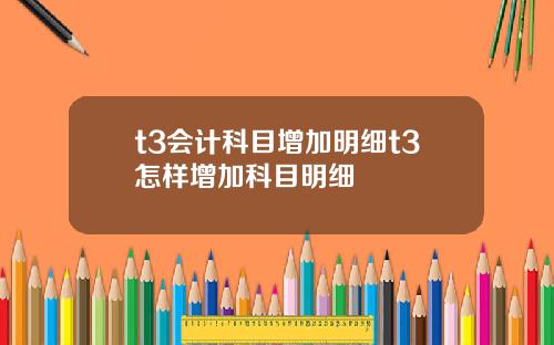 t3会计科目增加明细t3怎样增加科目明细