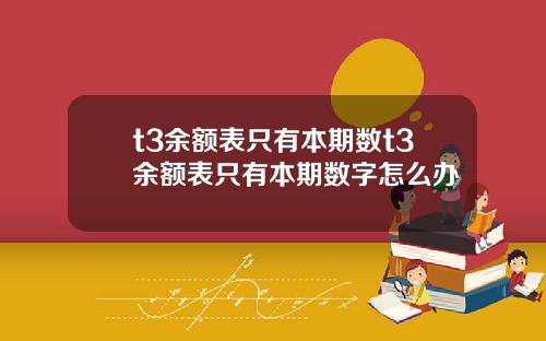 t3余额表只有本期数t3余额表只有本期数字怎么办