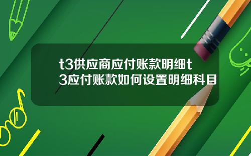 t3供应商应付账款明细t3应付账款如何设置明细科目