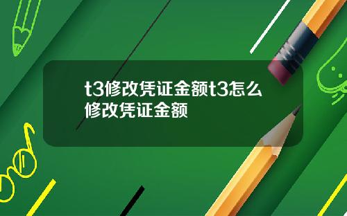 t3修改凭证金额t3怎么修改凭证金额